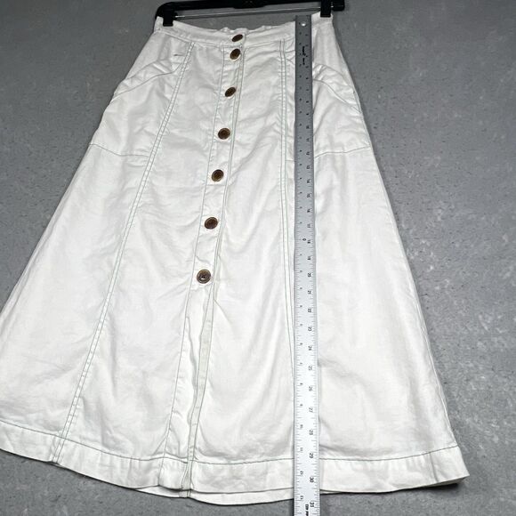 Anthropologie Akemi + Kin Riverine Midi Linen Button Up A Line Skirt Size 4 - Picture 6 of 12